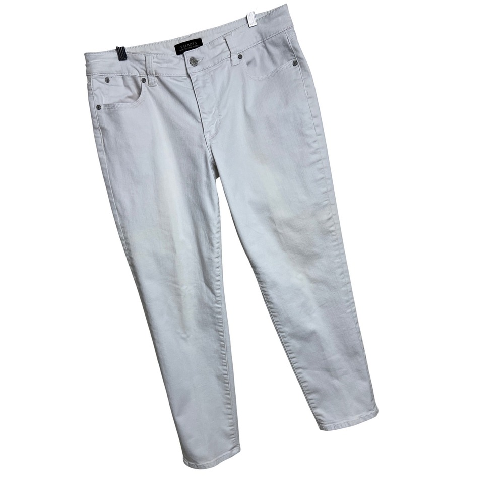 Talbots Flawless Five-Pocket Boyfriend Jeans Womens 12 White Stretch Denim A05